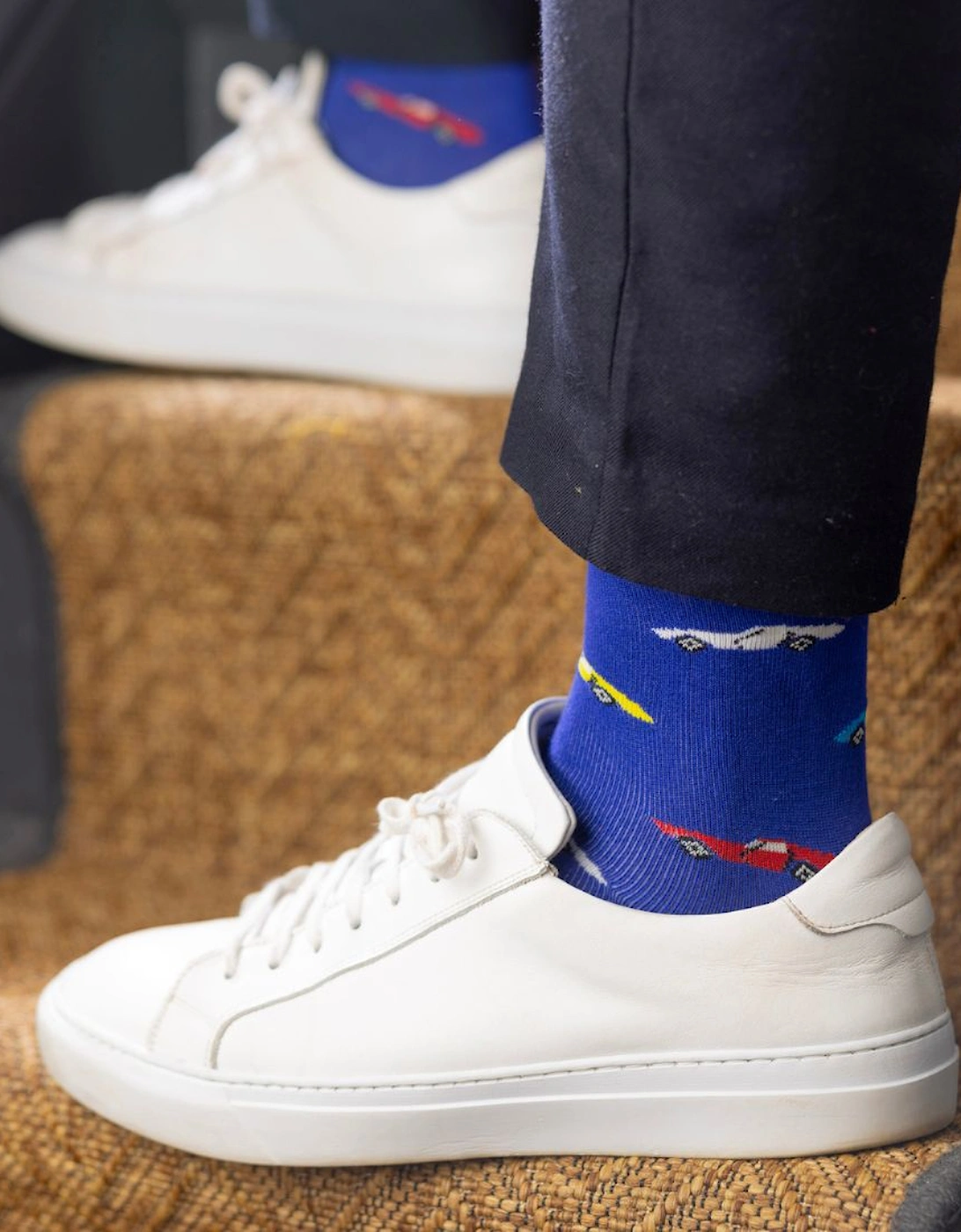 Classic Car Bamboo Socks, Blue