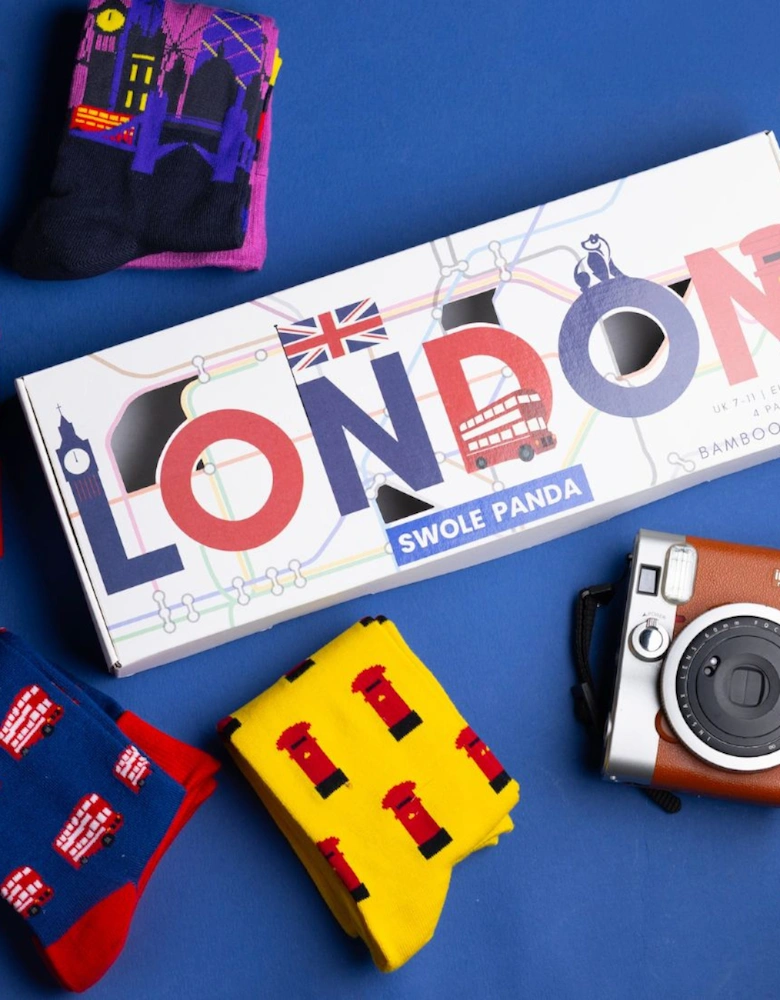 4-Pack Iconic London Bamboo Socks Gift Box Box