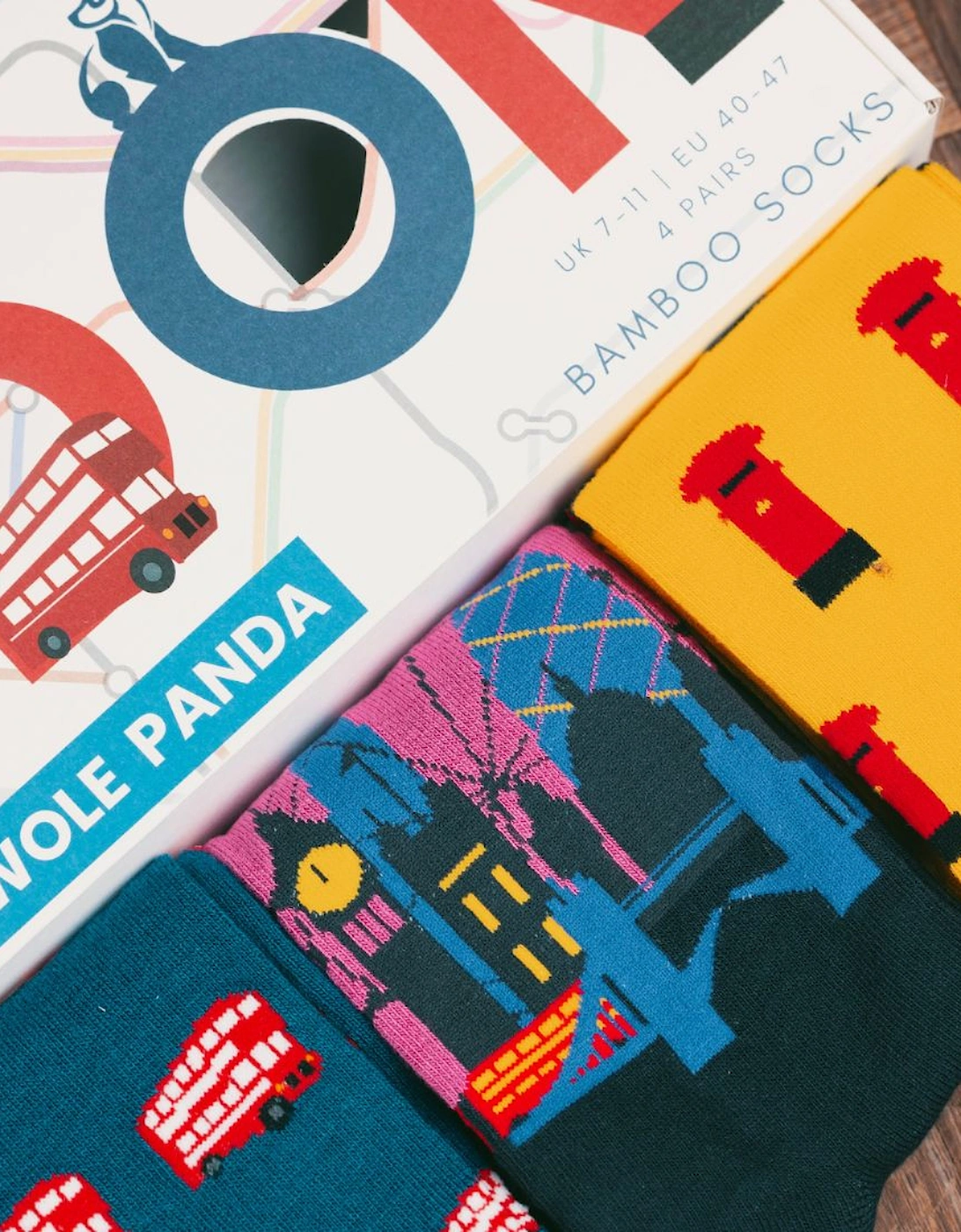 4-Pack Iconic London Bamboo Socks Gift Box Box