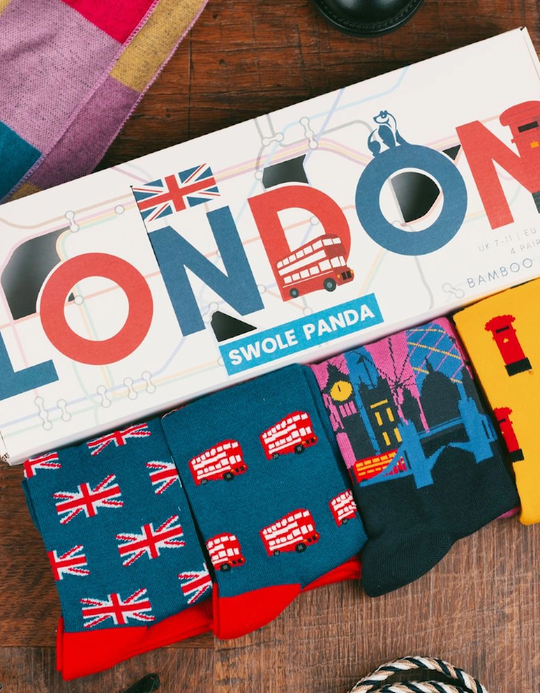 4-Pack Iconic London Bamboo Socks Gift Box Box