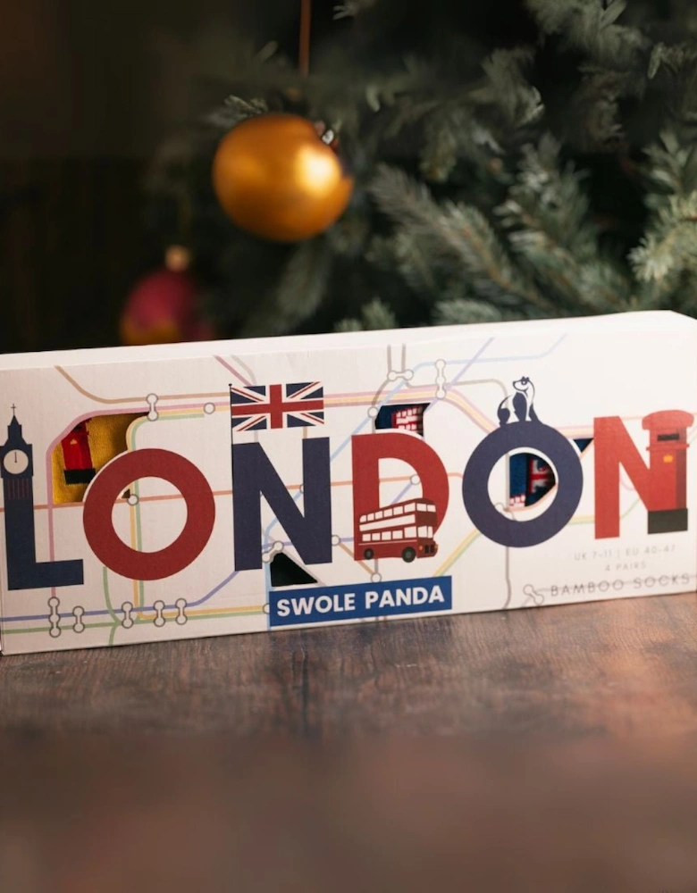 4-Pack Iconic London Bamboo Socks Gift Box Box