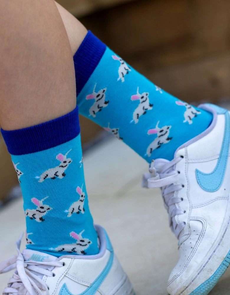 Bunny Rabbits Women's Bamboo Socks, Sky Blue