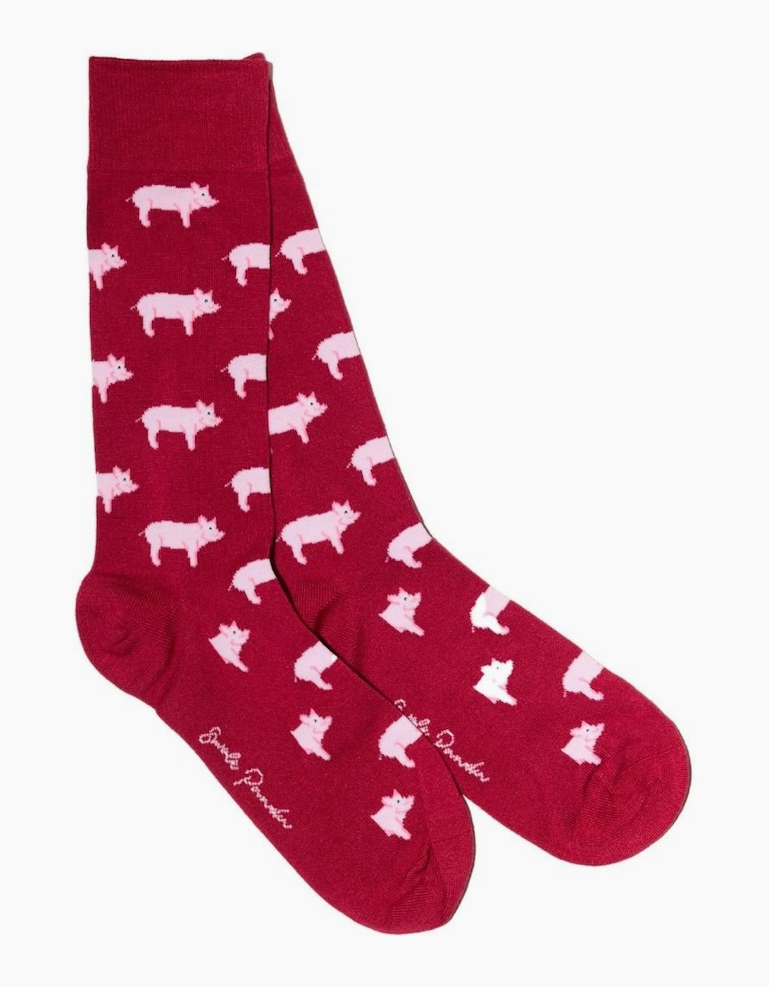 SWOLE PANDA SWOLE PANDA Women's Pigs Bamboo Socks, Red