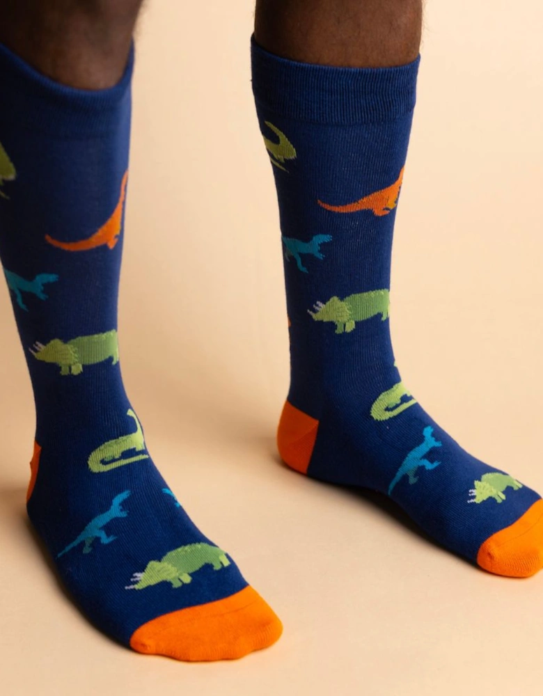 Dinosaur Bamboo Socks, Blue