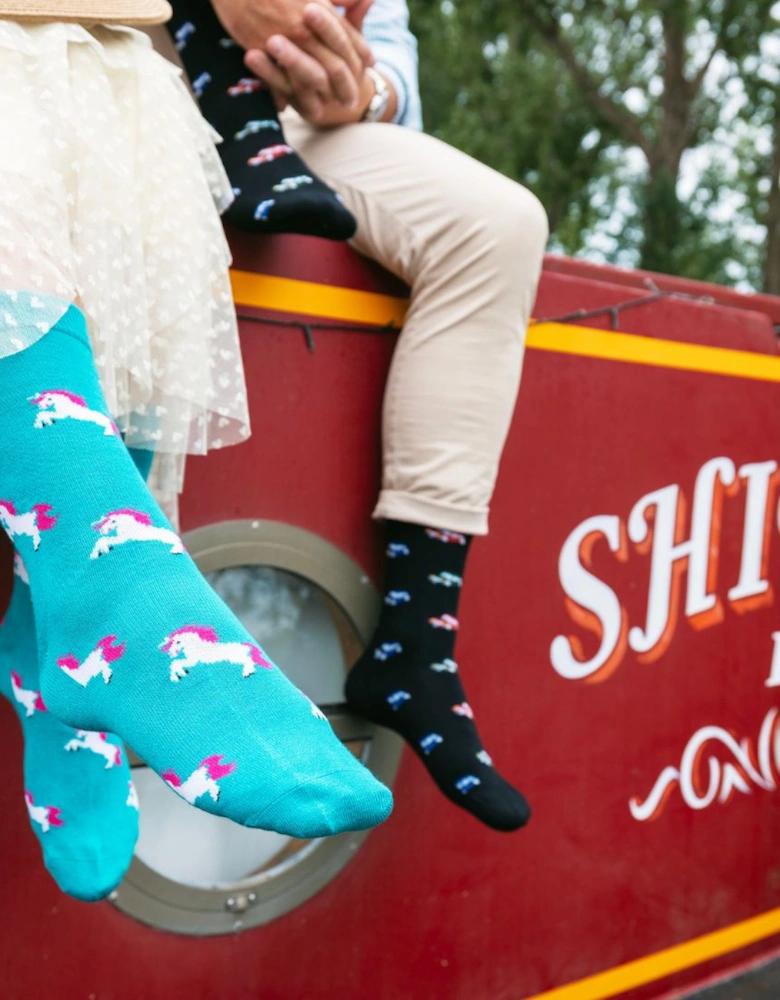 Unicorn Women's Bamboo Socks, Teal Blue