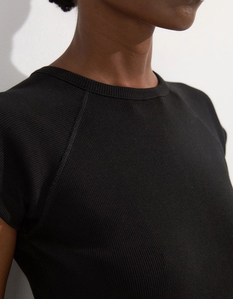 Petite Compact Jersey Rib Cap Sleeve Maxi Dress