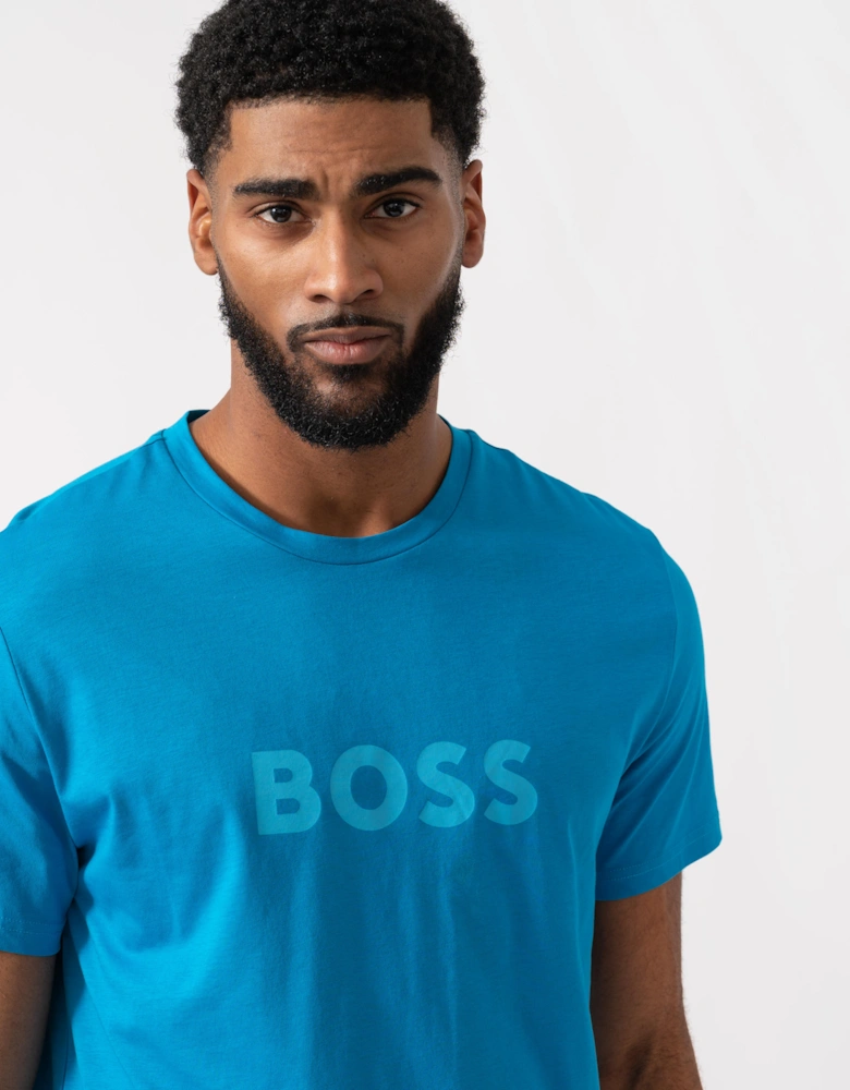 BOSS Orange RN Relaxed Fit T-Shirt With Contrast Logo - Turquoise/Aqua 443