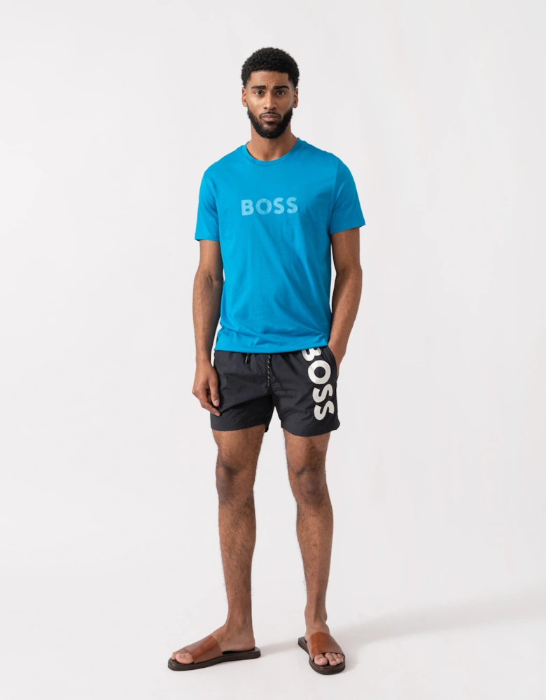 BOSS Orange RN Relaxed Fit T-Shirt With Contrast Logo - Turquoise/Aqua 443