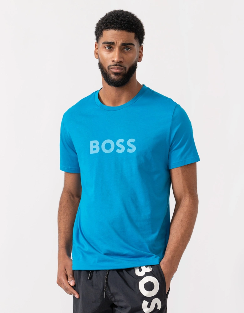 BOSS Orange RN Relaxed Fit T-Shirt With Contrast Logo - Turquoise/Aqua 443
