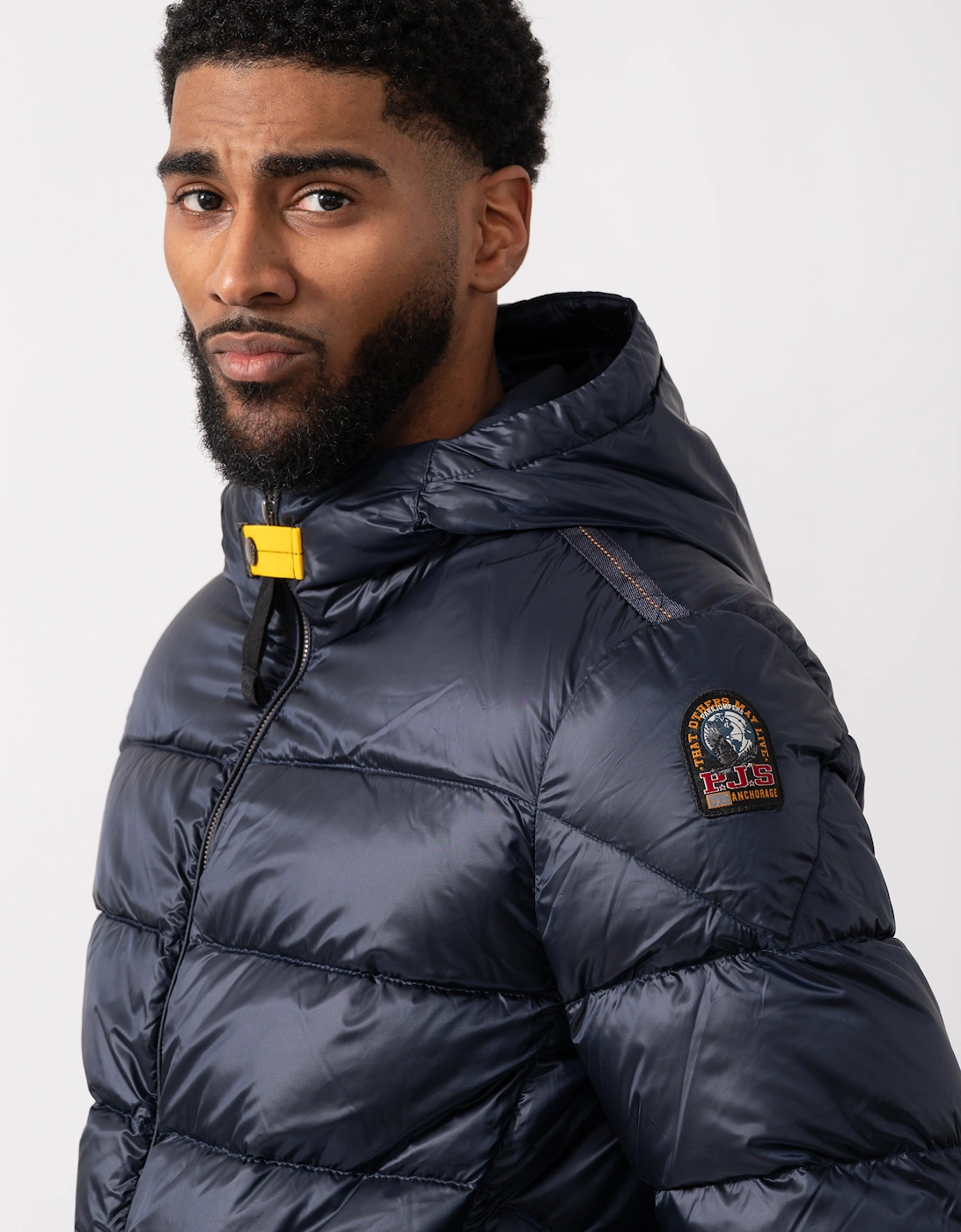 Pharrell Mens Hooded Down Bomber - Blue Navy 316