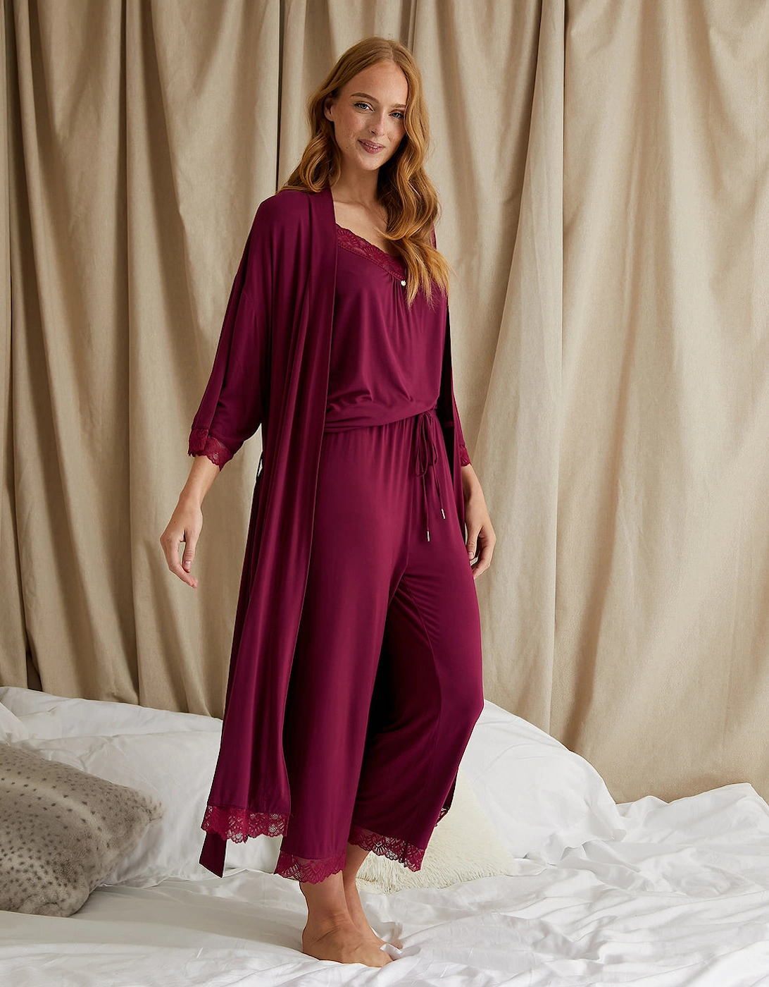 Bamboo Lace Cami Gift Set in Bordeaux, 4 of 3