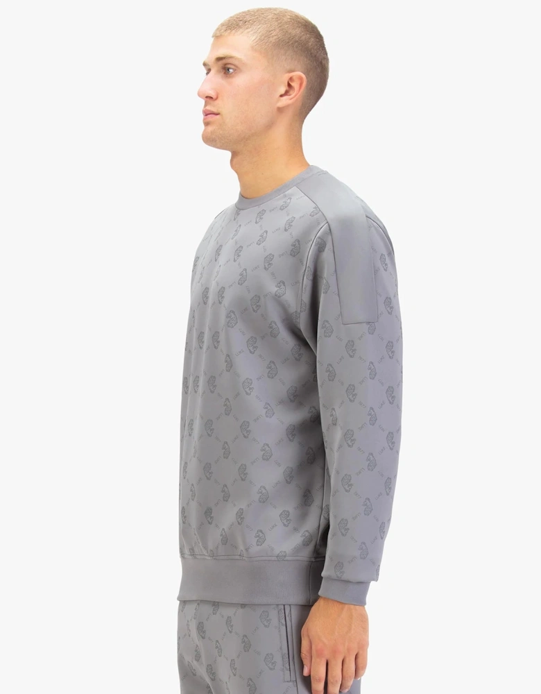 LUKE1977 Gazzas Tears Overprint Sweatshirt - Concrete Grey