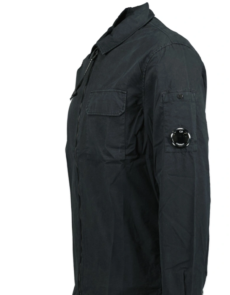 Lens Zip-Up Overshirt Black