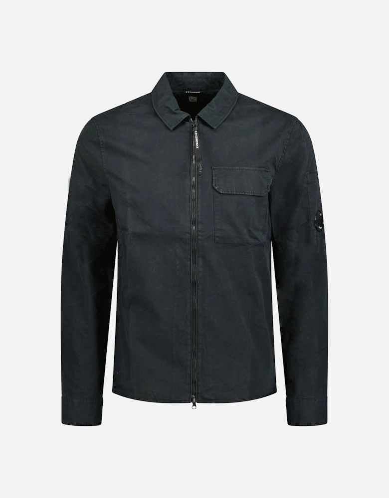 Lens Zip-Up Overshirt Black