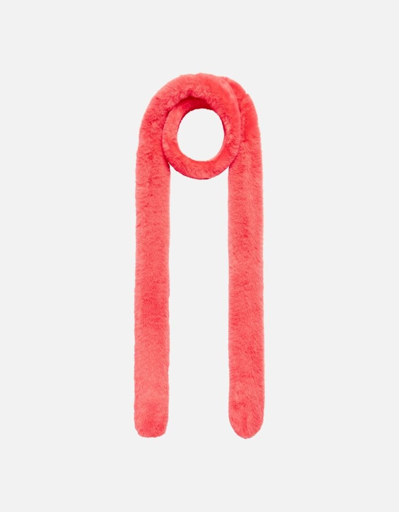 PASHA FAUX FUR SCARF-NEON CORAL