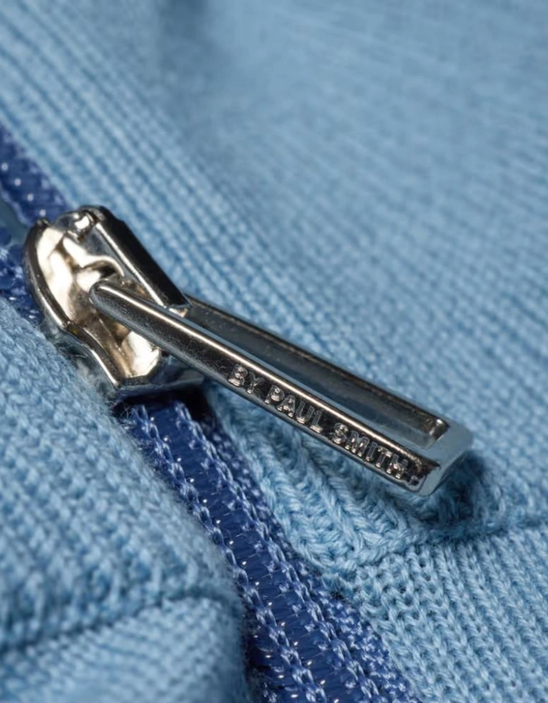 Sweater Zip Neck Zebra Badge - Blue