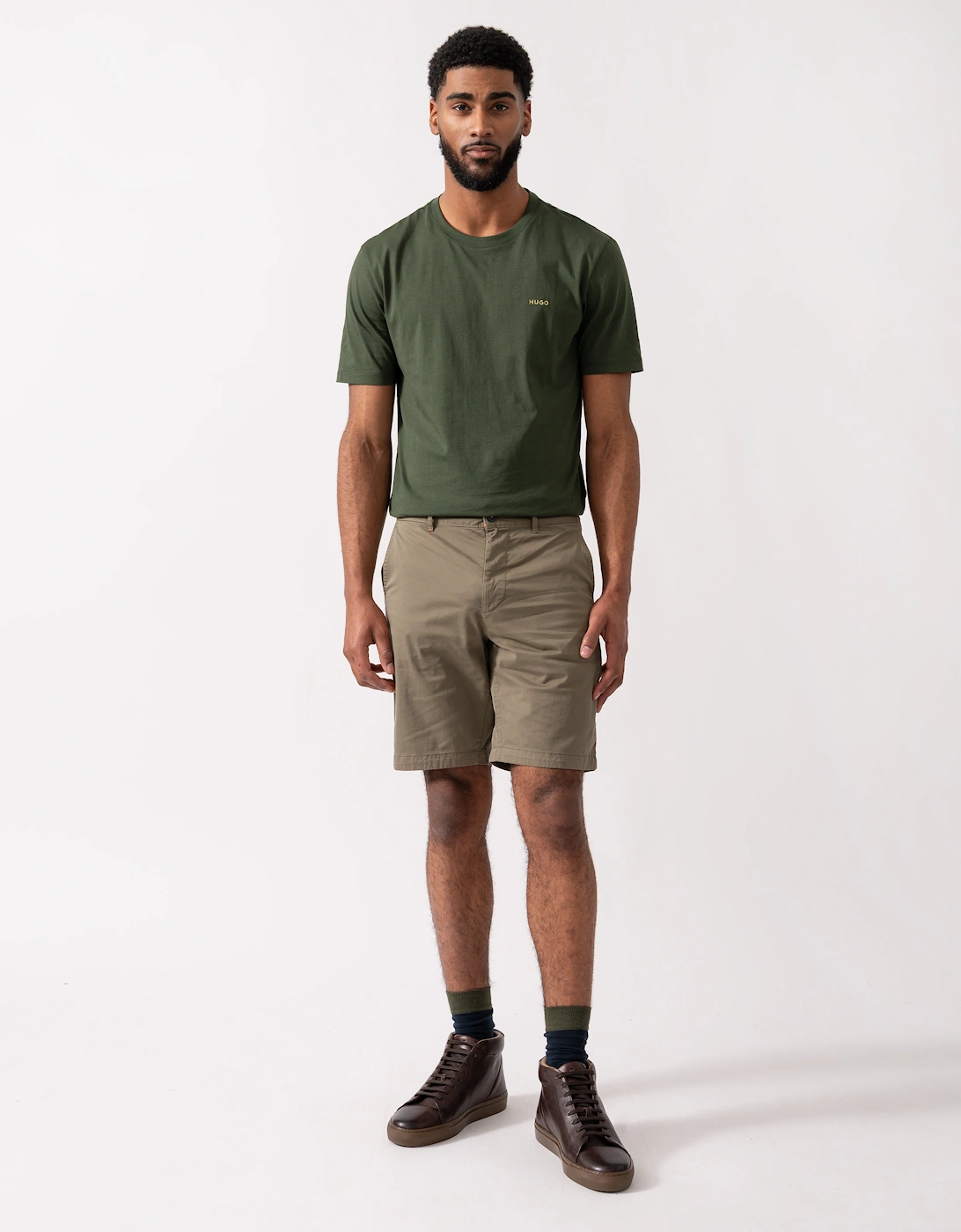 BOSS Orange Mens Slim Fit Chino Shorts in Stretch Cotton Twill - Open Green 342