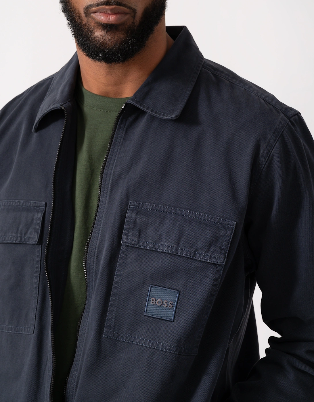 BOSS Orange Lovel Mens Zip Overshirt - Dark Blue 404