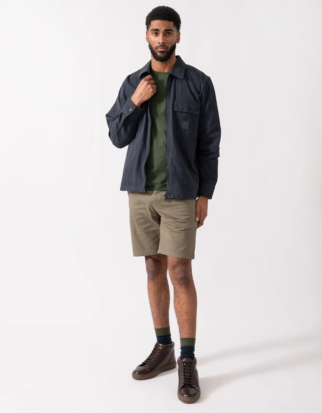 BOSS Orange Lovel Mens Zip Overshirt - Dark Blue 404