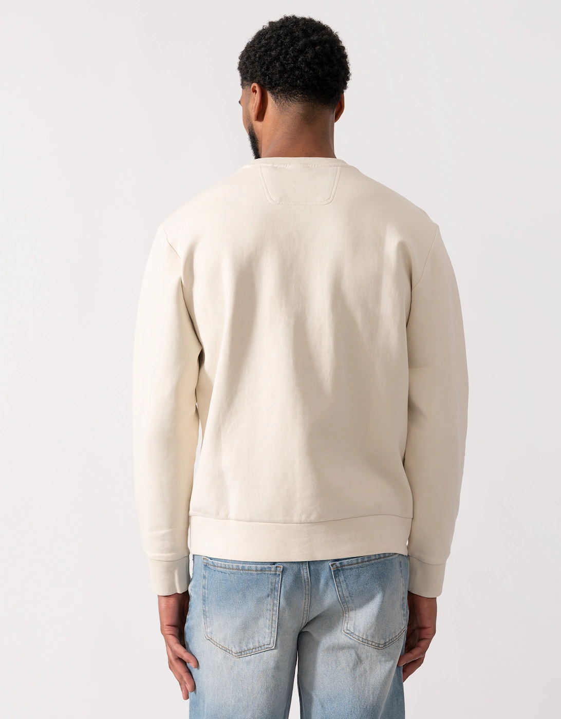 BOSS Green Salbo Mens Stretch-Cotton Sweatshirt with Sandwich Print Logo - Open White 131