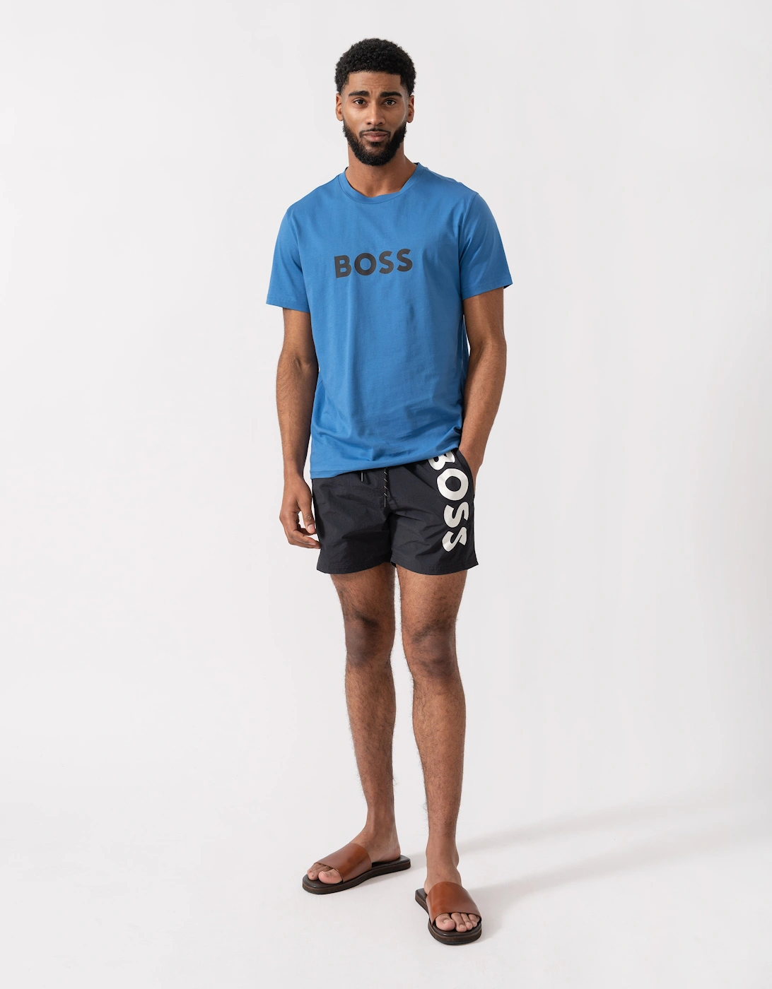 BOSS Orange RN Relaxed Fit T-Shirt With Contrast Logo - Bright Blue 436