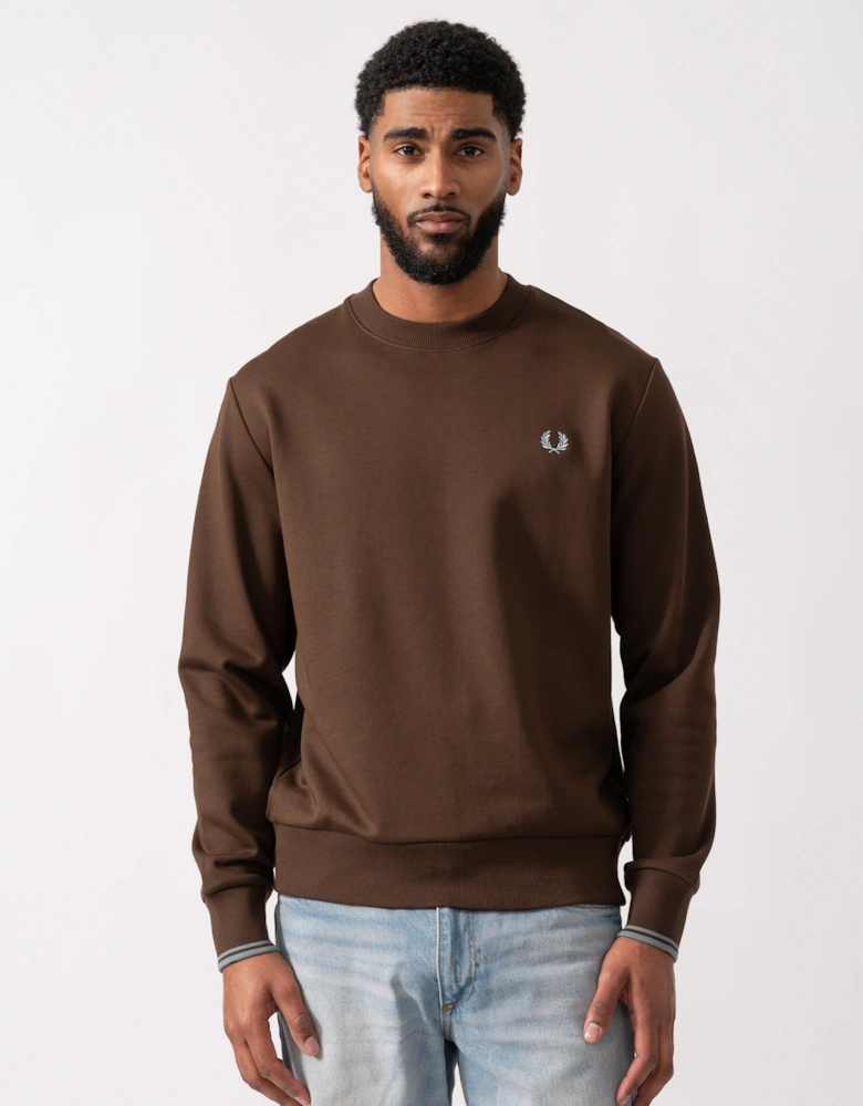 Mens Crew Neck Sweatshirt - Burnt Tobacco/Stockport Blue 49A