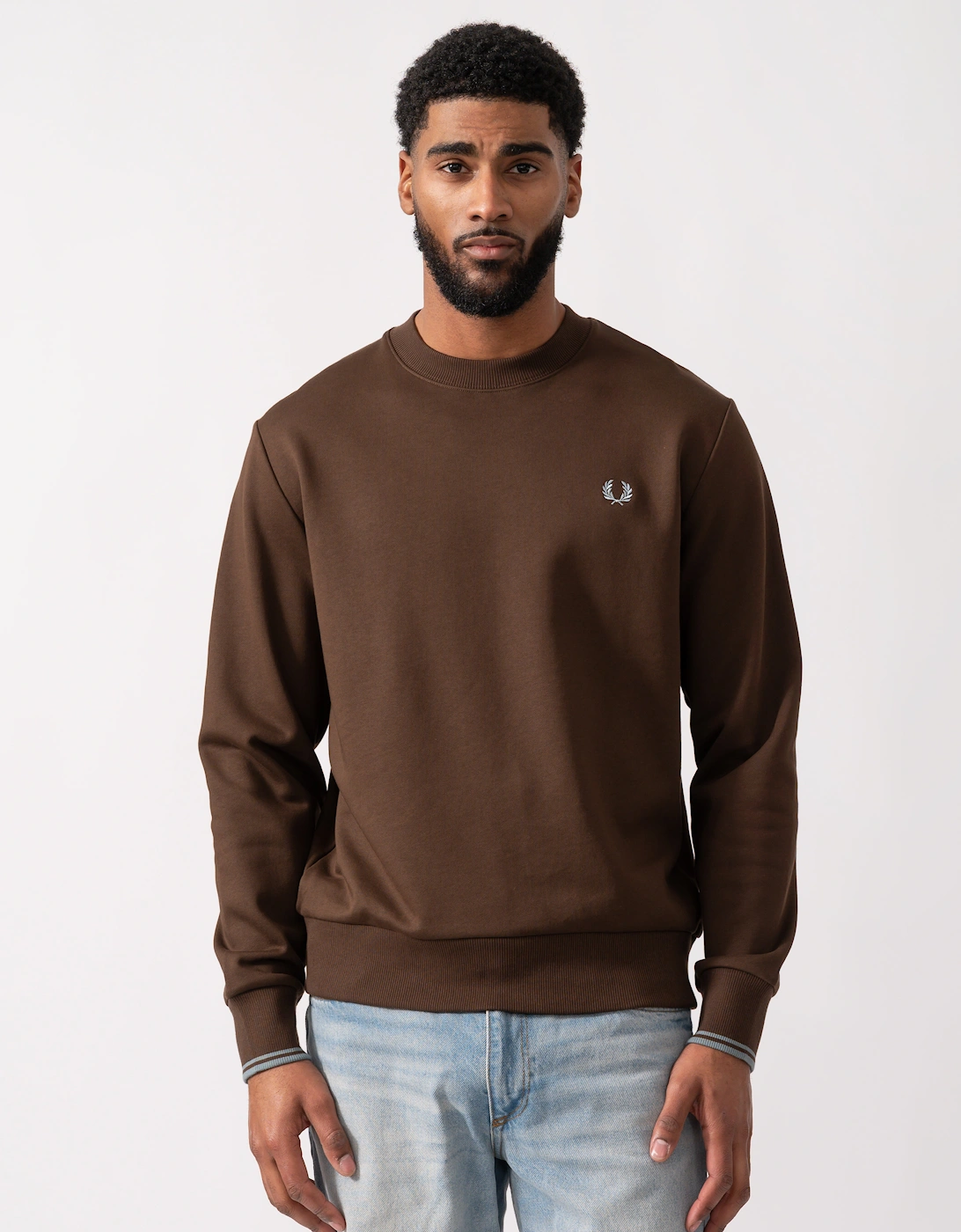 Mens Crew Neck Sweatshirt - Burnt Tobacco/Stockport Blue 49A, 5 of 4