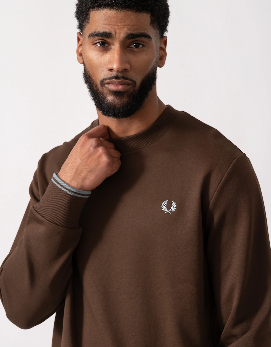 Mens Crew Neck Sweatshirt - Burnt Tobacco/Stockport Blue 49A