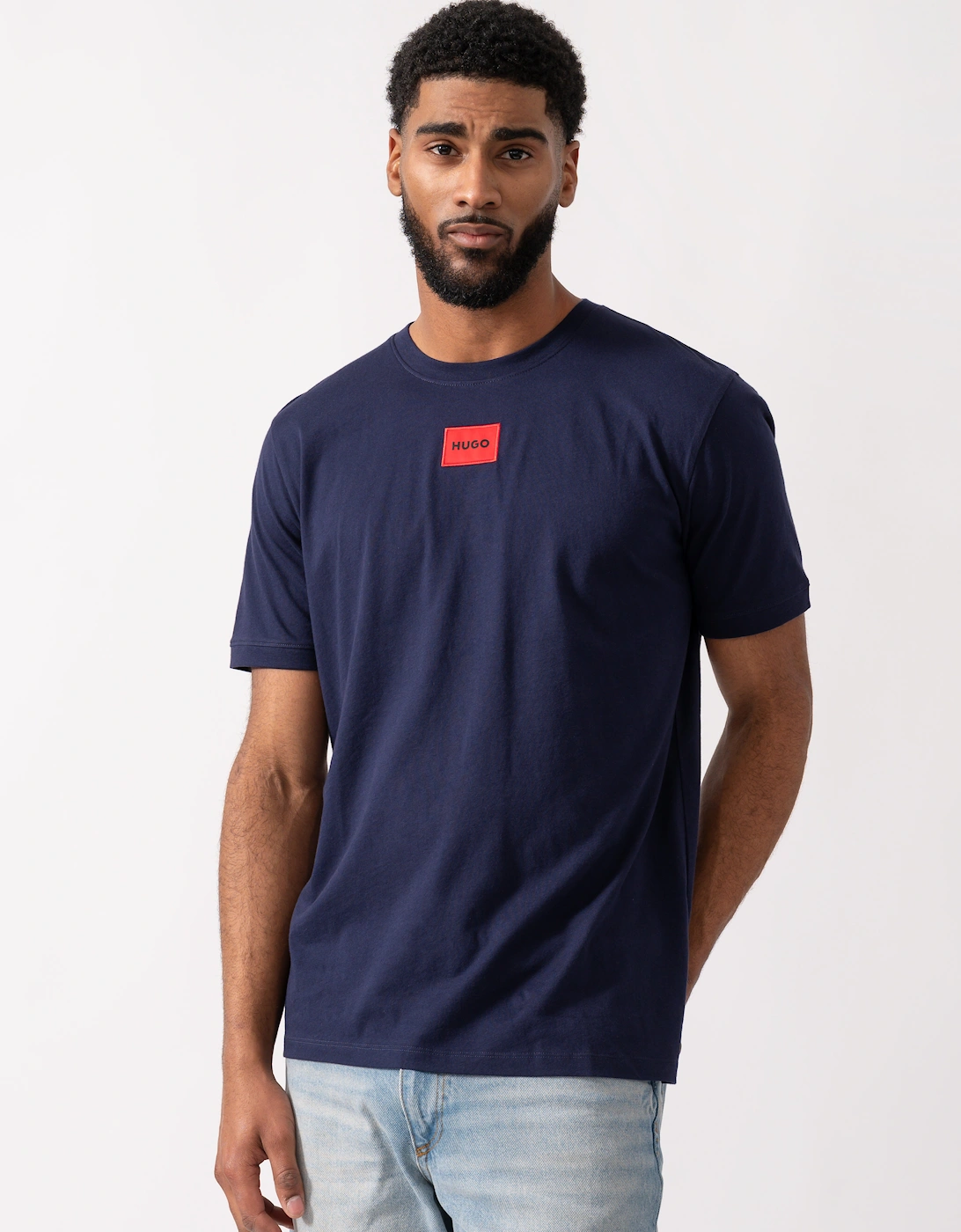 HUGO Diragolino212 Label Logo Mens T-Shirt - Navy 418, 5 of 4