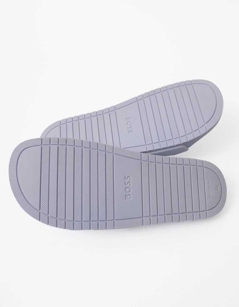 BOSS Orange Aryeh Italian Made Slides With Large Logo Detail - Light/Pastel Blue 450