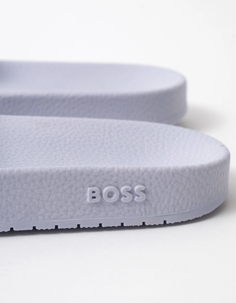 BOSS Orange Aryeh Italian Made Slides With Large Logo Detail - Light/Pastel Blue 450