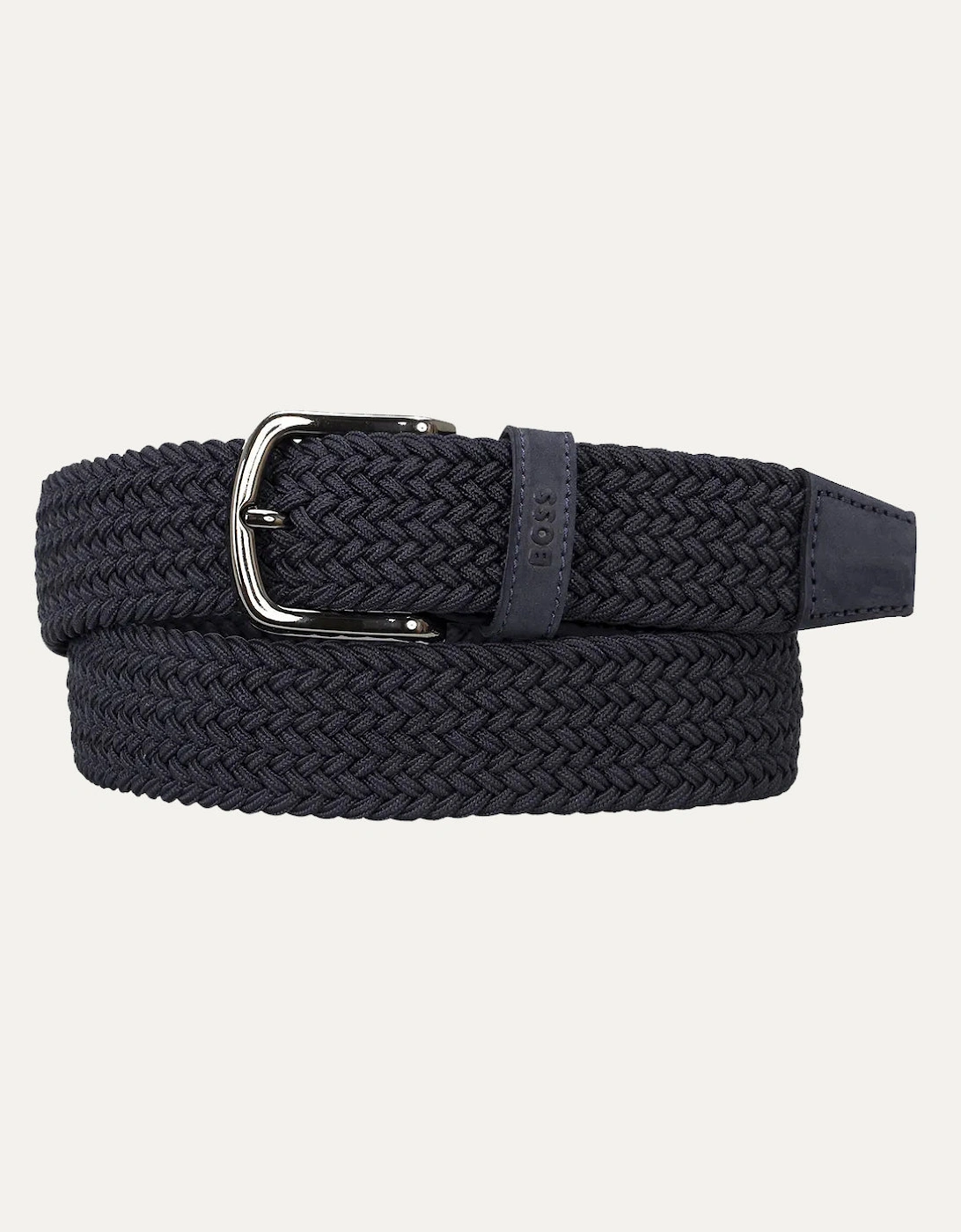 Men's BOSS Orange Woven belt with leather trims - Dark Blue 401 - Navy - Size: W38