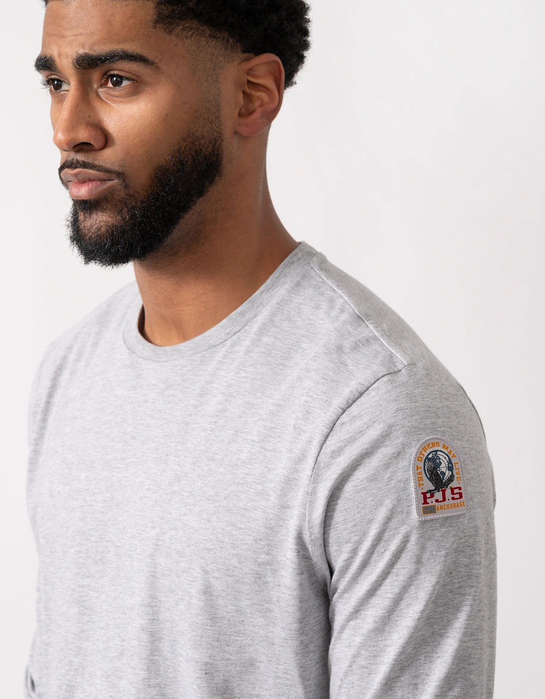 Kip Mens Long Sleeve T-Shirt - Ash Grey Melange 608