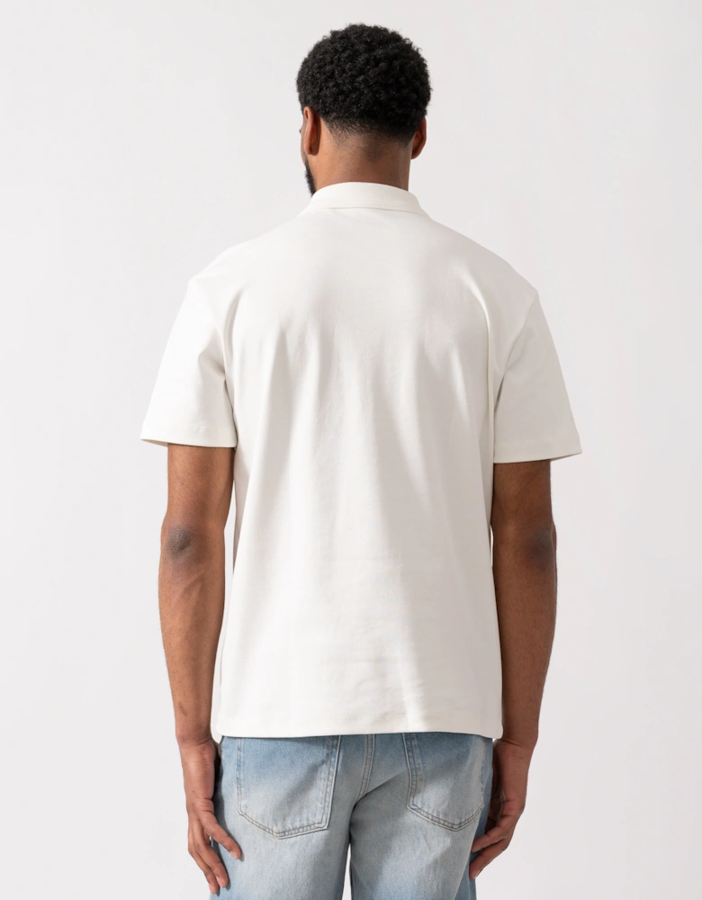 HUGO Deabono Mens Interlock Cotton Polo Shirt with Stacked Logo - Natural 103