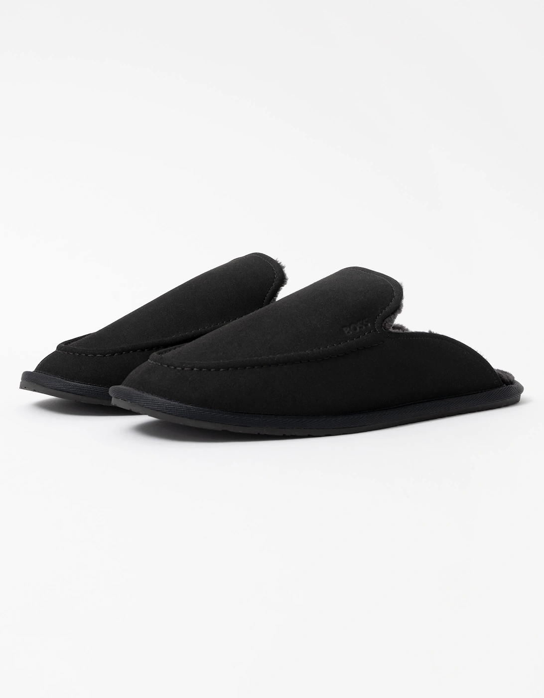 BOSS Orange Home Mens Microfibre Slippers with Rubber Sole  - Black 001, 8 of 7