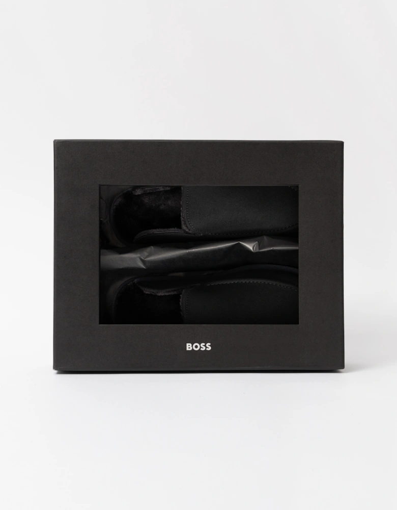 BOSS Orange Home Mens Microfibre Slippers with Rubber Sole  - Black 001