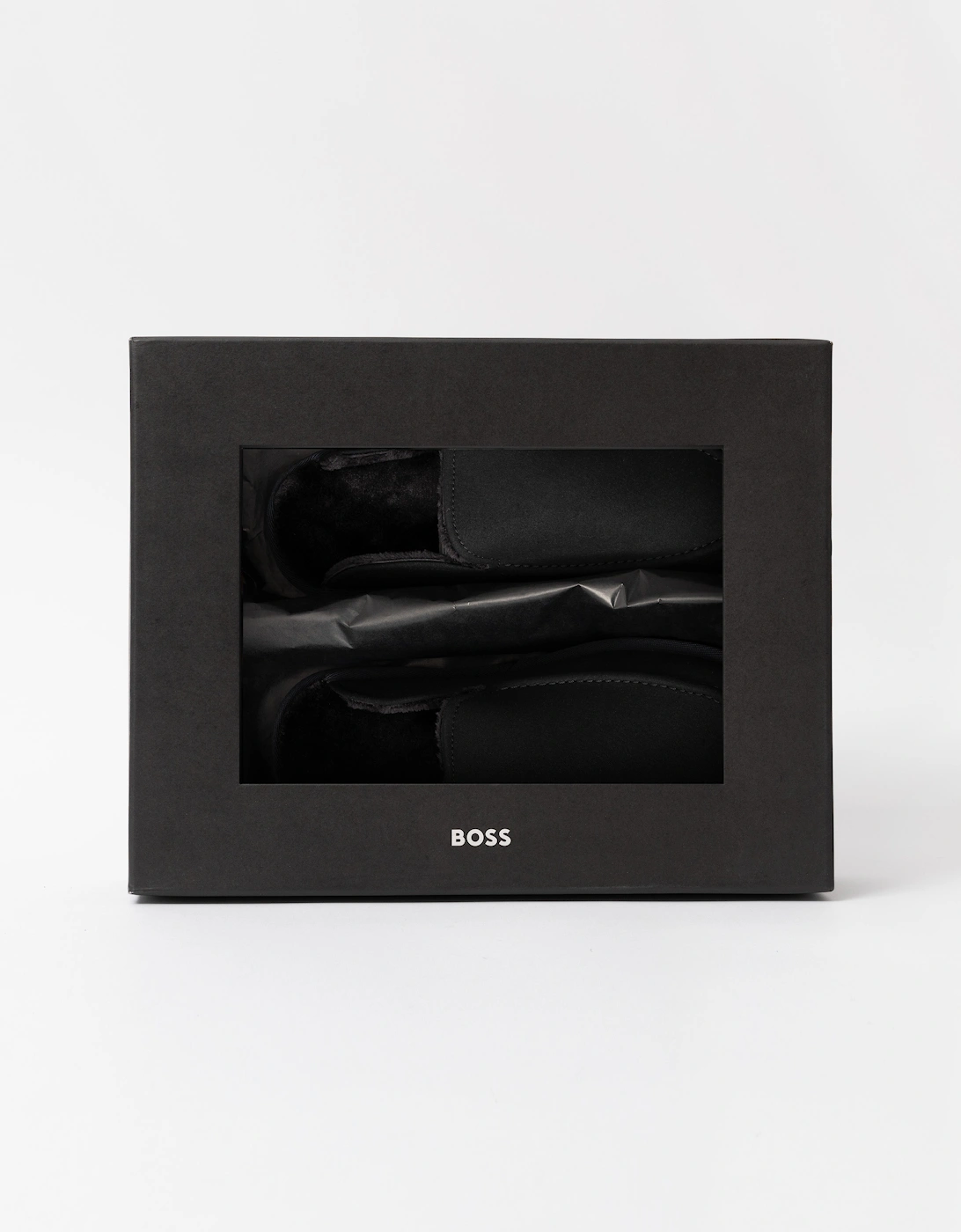 BOSS Orange Home Mens Microfibre Slippers with Rubber Sole  - Black 001