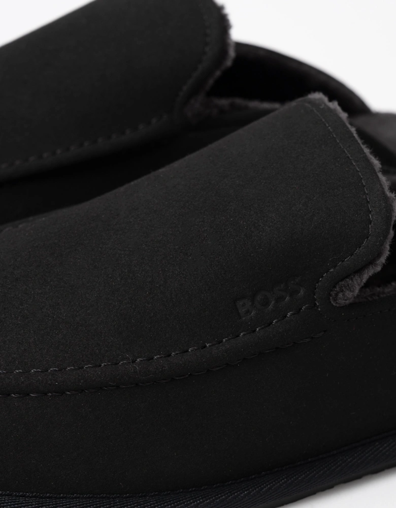 BOSS Orange Home Mens Microfibre Slippers with Rubber Sole  - Black 001