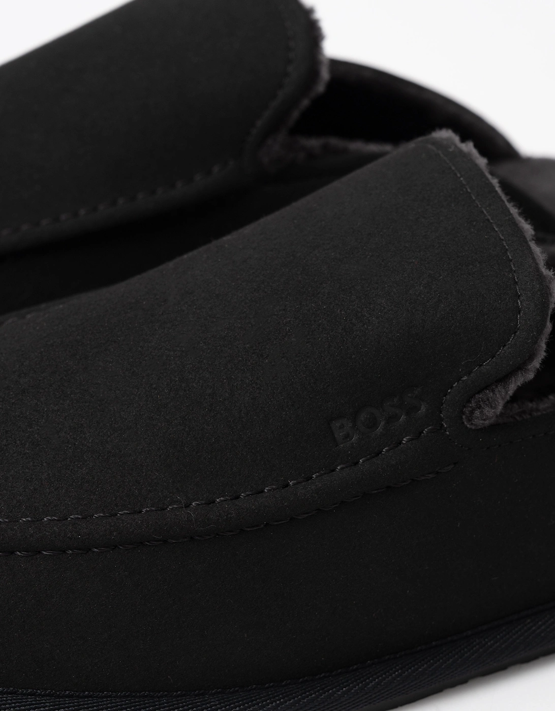 BOSS Orange Home Mens Microfibre Slippers with Rubber Sole  - Black 001