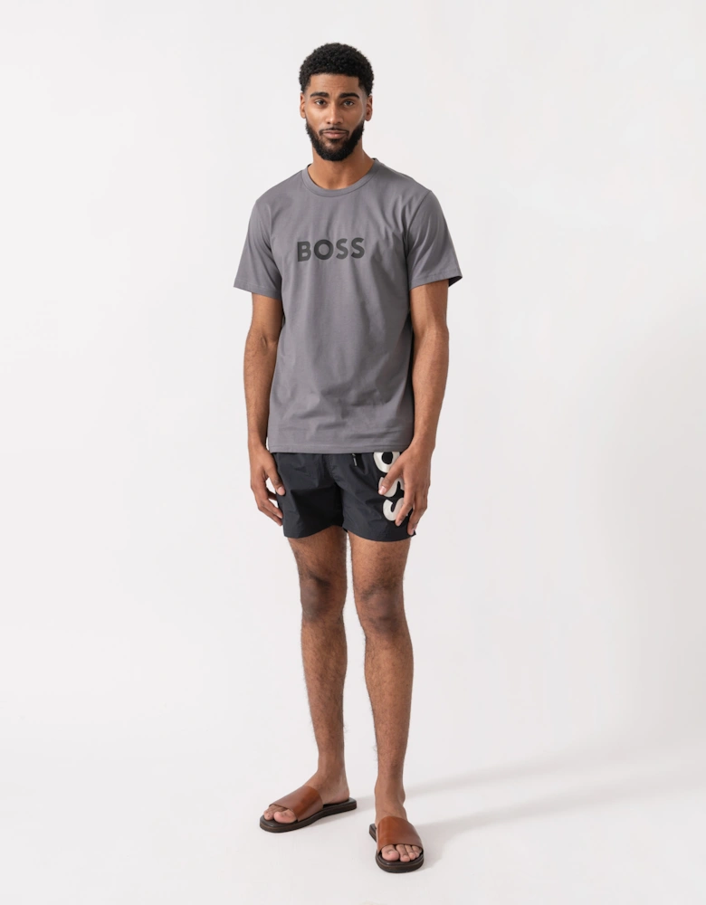 BOSS Orange RN Relaxed Fit T-Shirt With Contrast Logo - Dark Grey 025