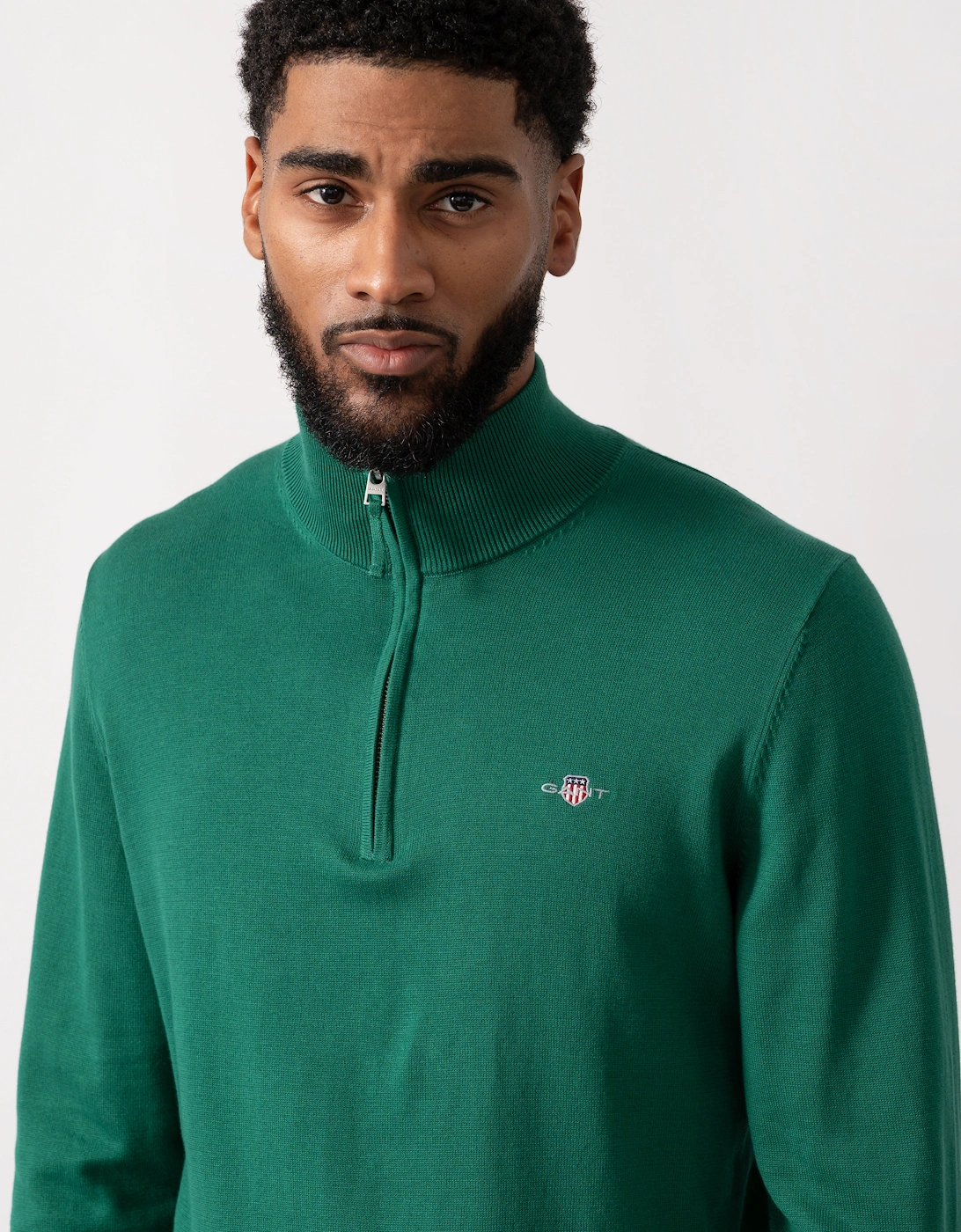 Mens Classic Cotton Half Zip Jumper - 373 Deep Forest Green