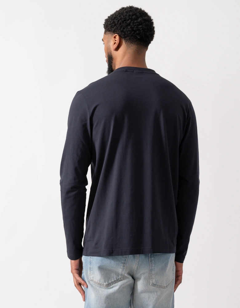 BOSS Green Tee Mens Stretch-Cotton T-Shirt with Contrast Logo - Dark Blue 402