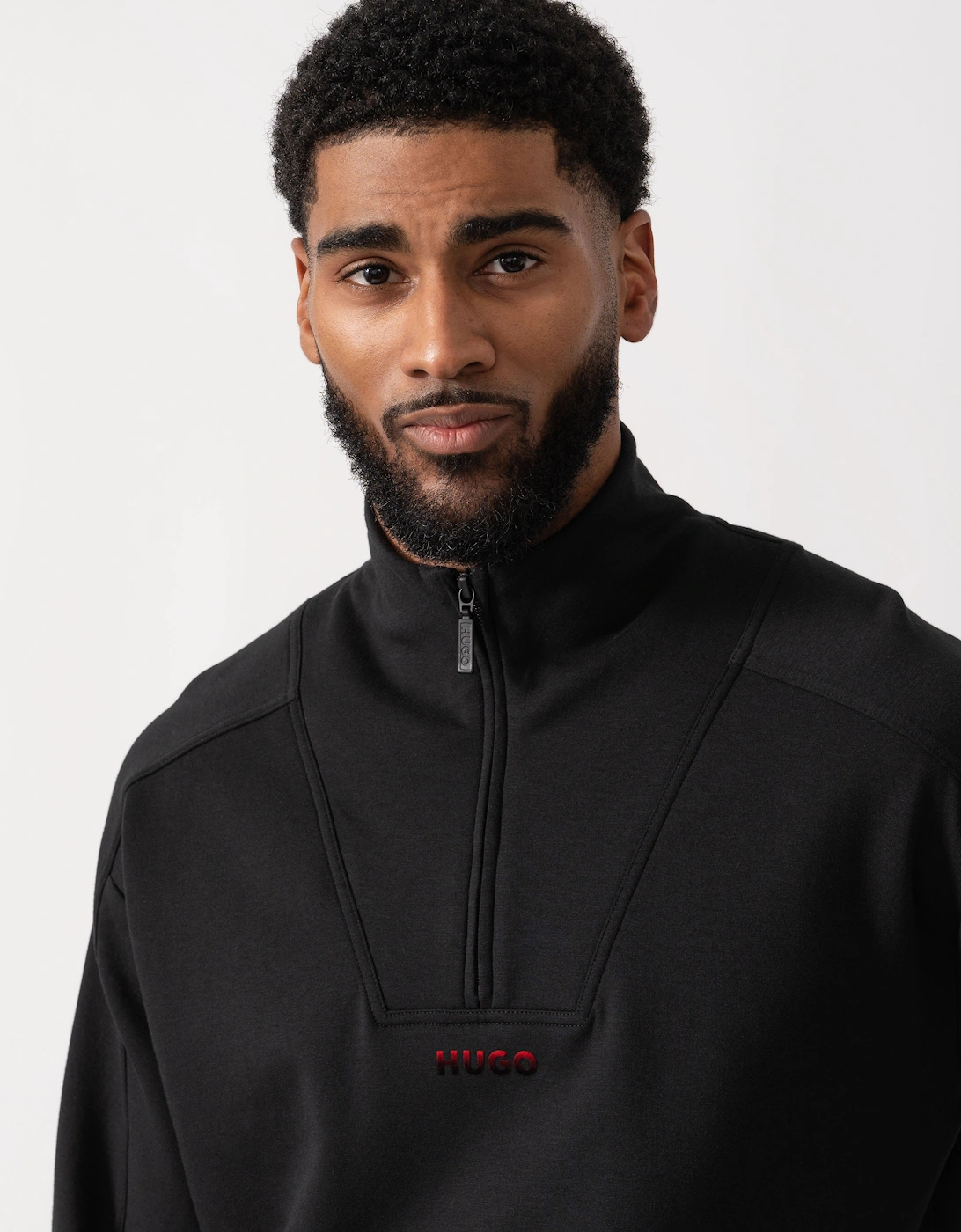 HUGO Atlas Half Zip Loungewear Top - Black 001