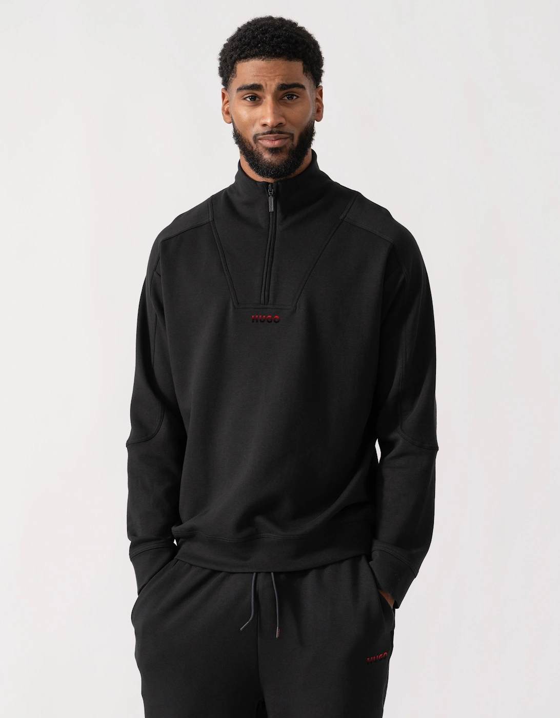 HUGO Atlas Half Zip Loungewear Top - Black 001, 5 of 4