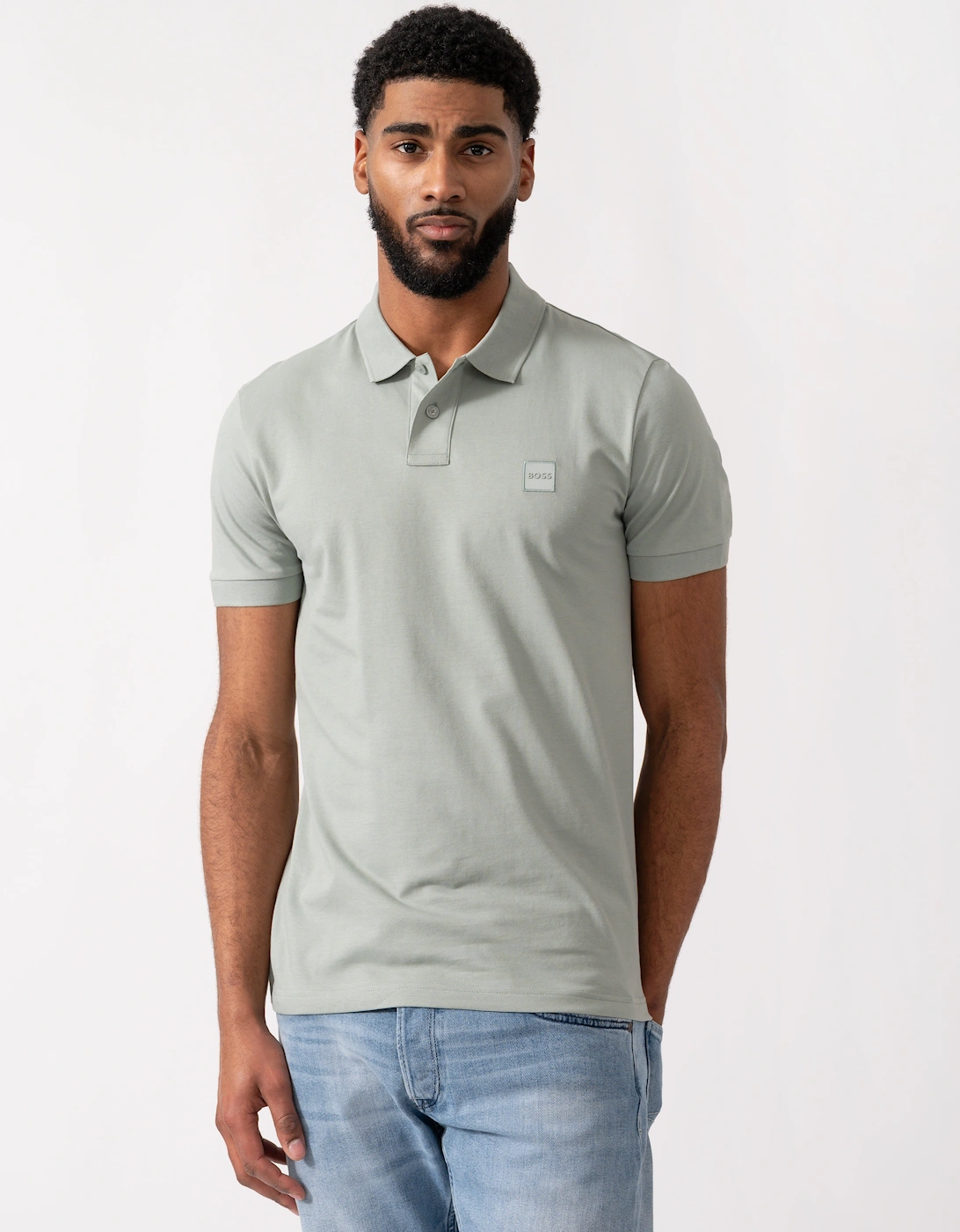 BOSS Orange Passenger Mens Stretch-Cotton Slim-Fit Polo Shirt with Logo Patch - Open Green 351, 5 of 4