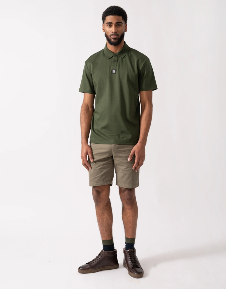 HUGO Deabono Mens Interlock Cotton Polo Shirt with Stacked Logo - Dark Green 309