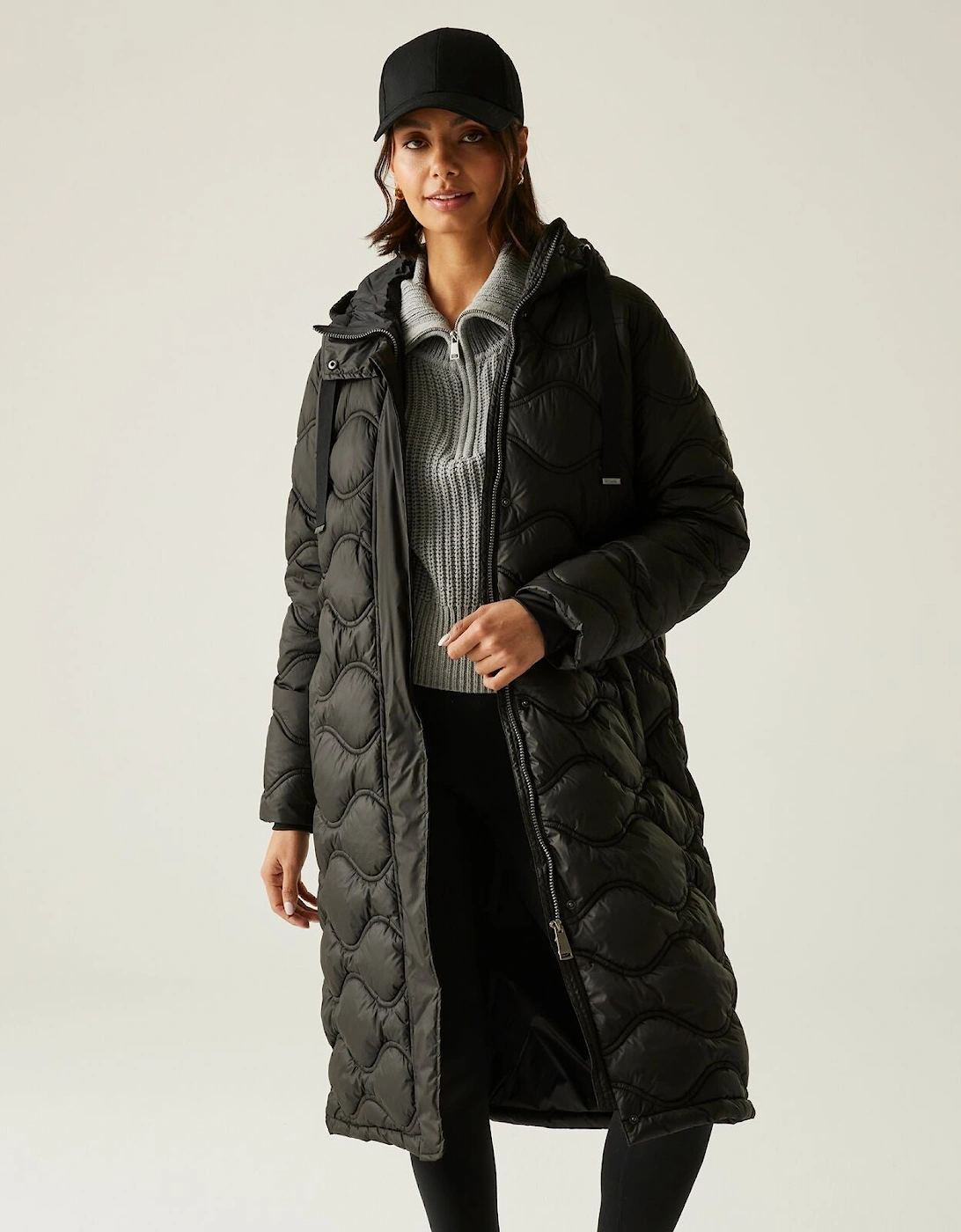 Womens Embrie Longline Quilted Padded Jacket, 2 of 1
