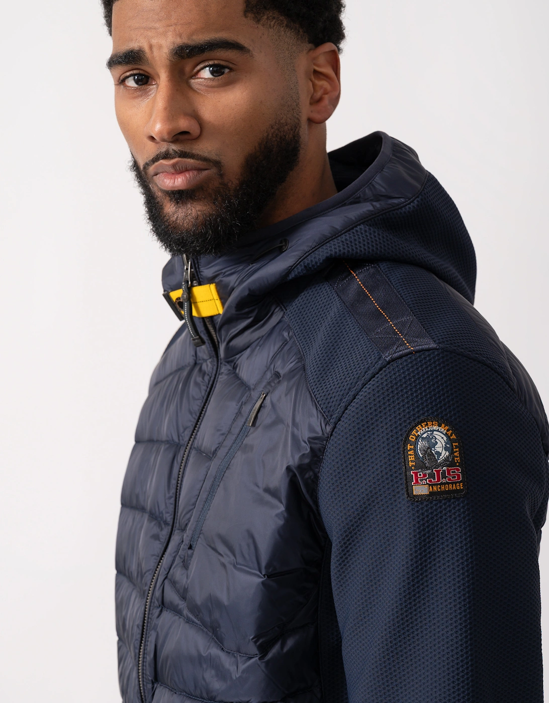 Nolan Mens Fleece/Nylon Hooded Jacket - Blue Navy 316