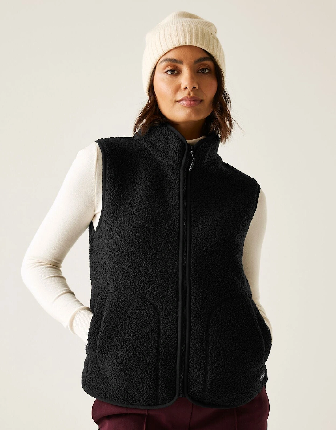 Womens Frankie Borg Fleece Bodywarmer Gilet, 2 of 1