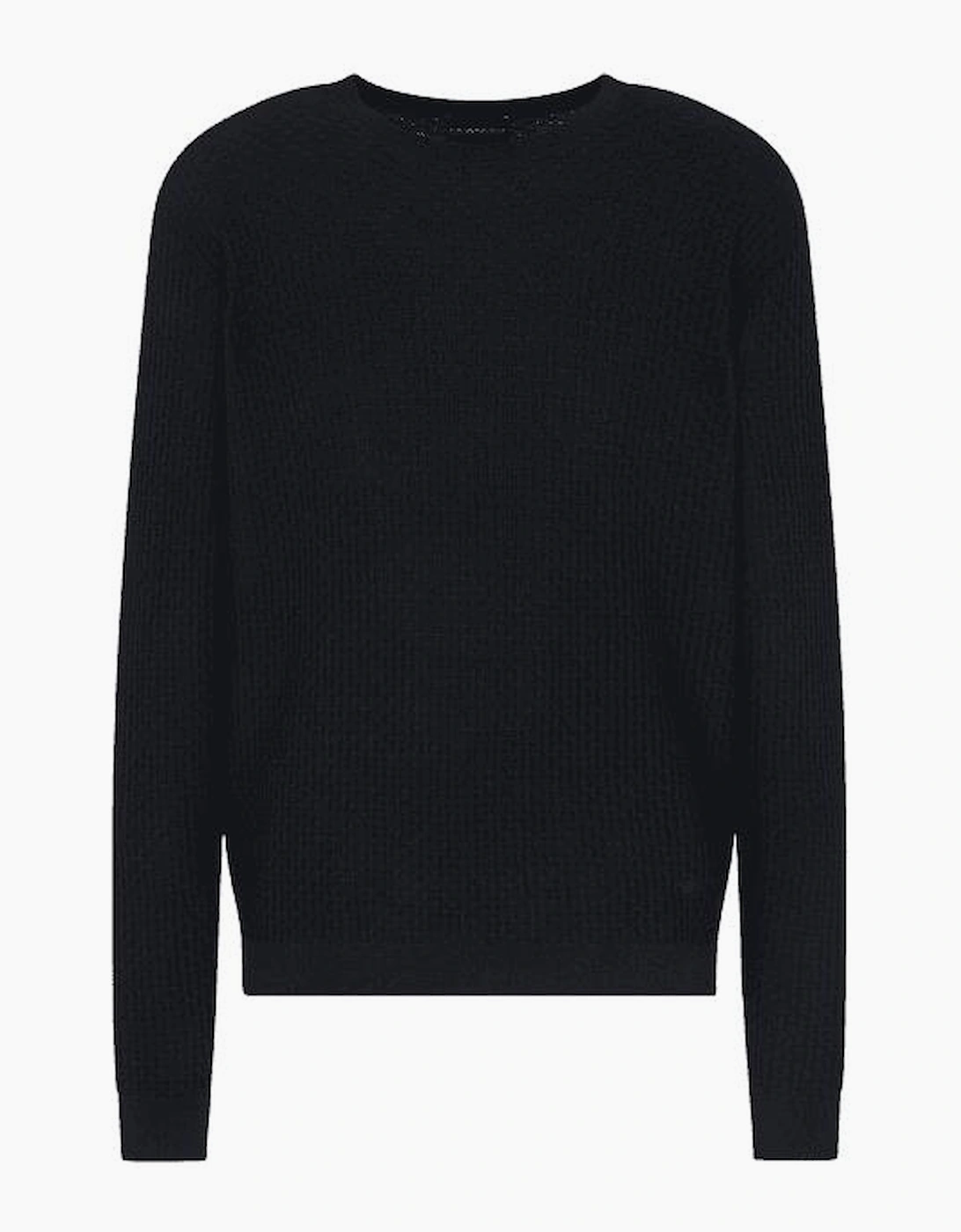 Emporio Armani Men's Embossed Pattern Black Knitted Jumper - Size: 38